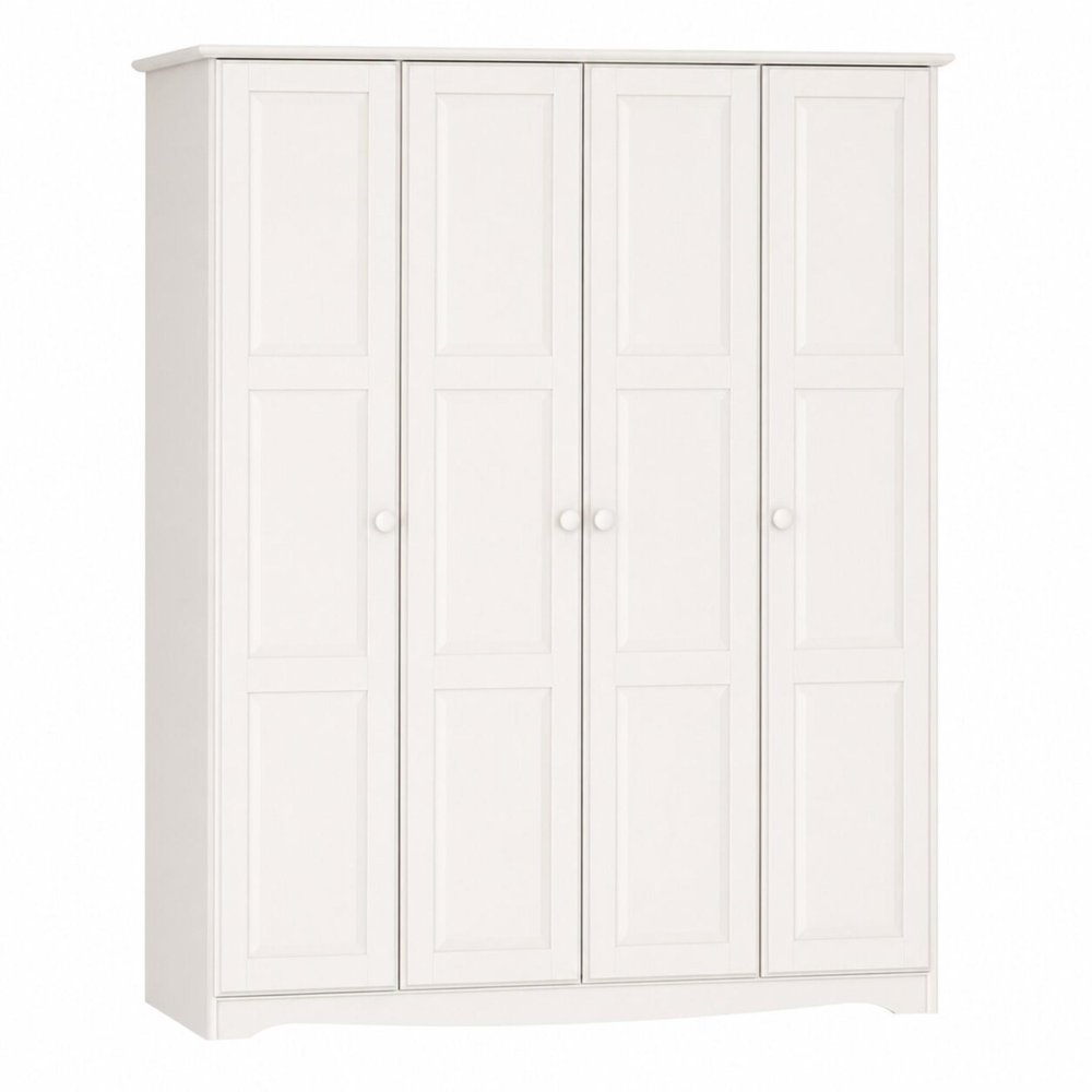 72" White Solid Wood Four Door Combo Dresser