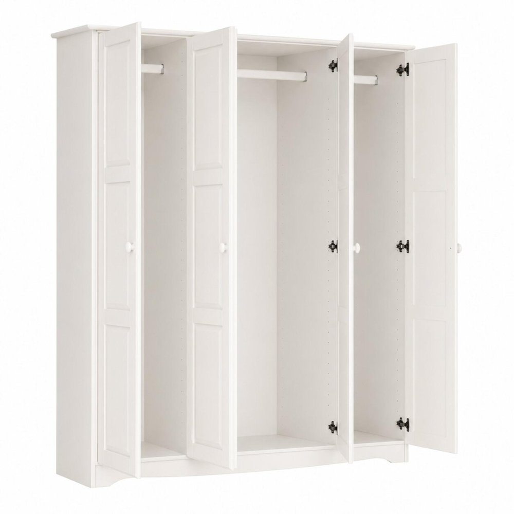 72" White Solid Wood Four Door Combo Dresser