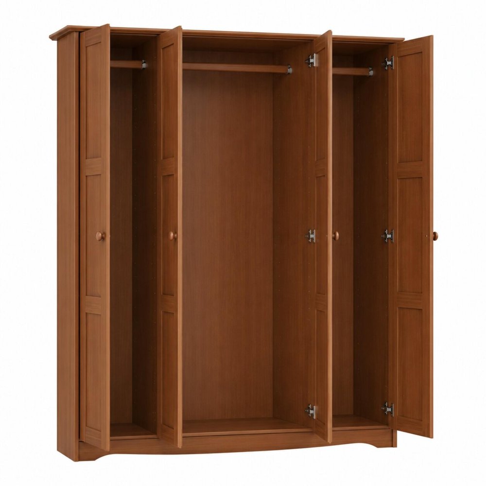 72" White Solid Wood Four Door Combo Dresser