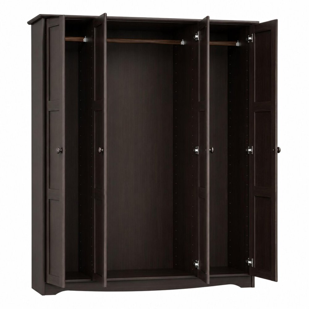 72" White Solid Wood Four Door Combo Dresser