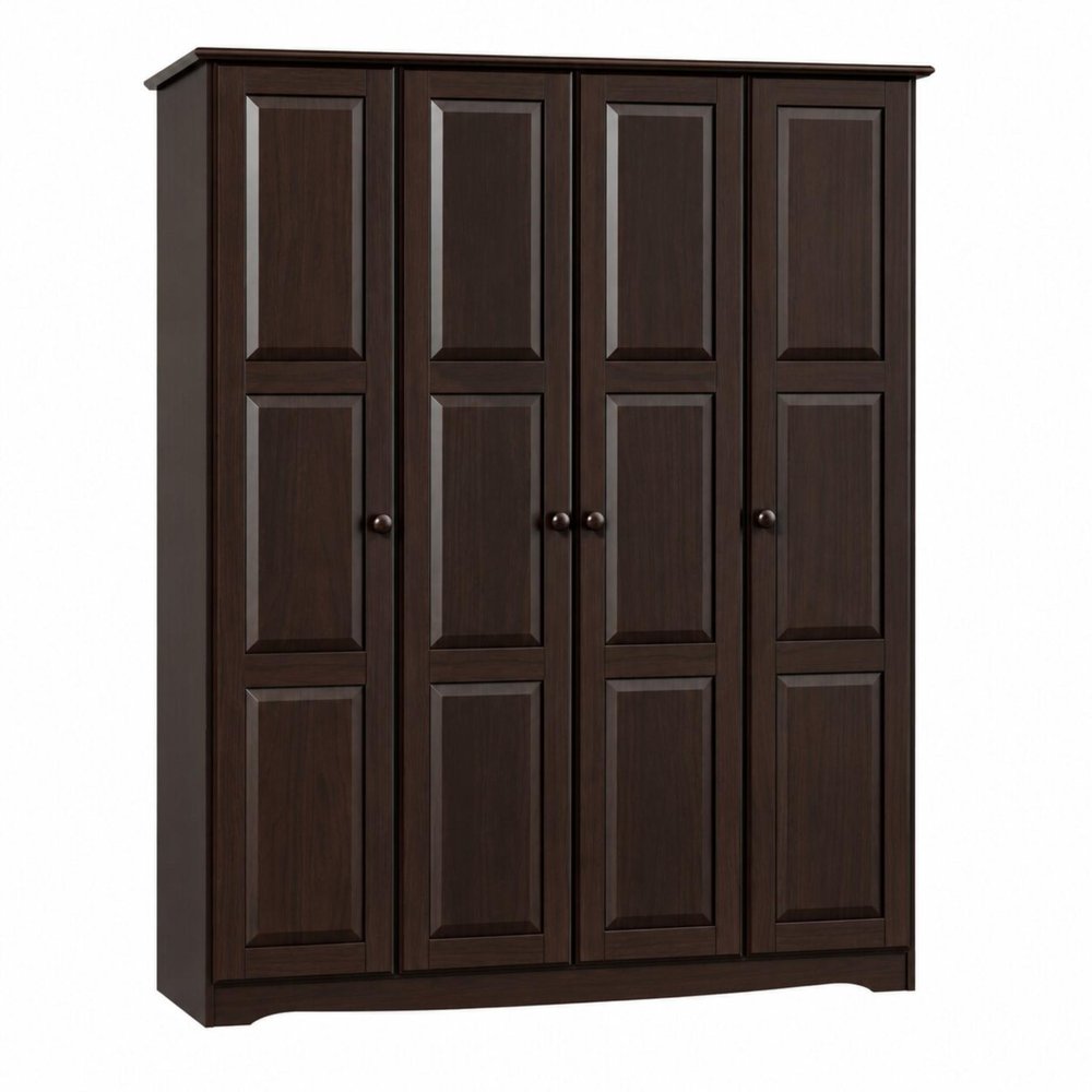 72" White Solid Wood Four Door Combo Dresser