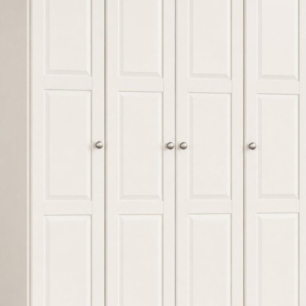 72" White Solid Wood Four Door Combo Dresser
