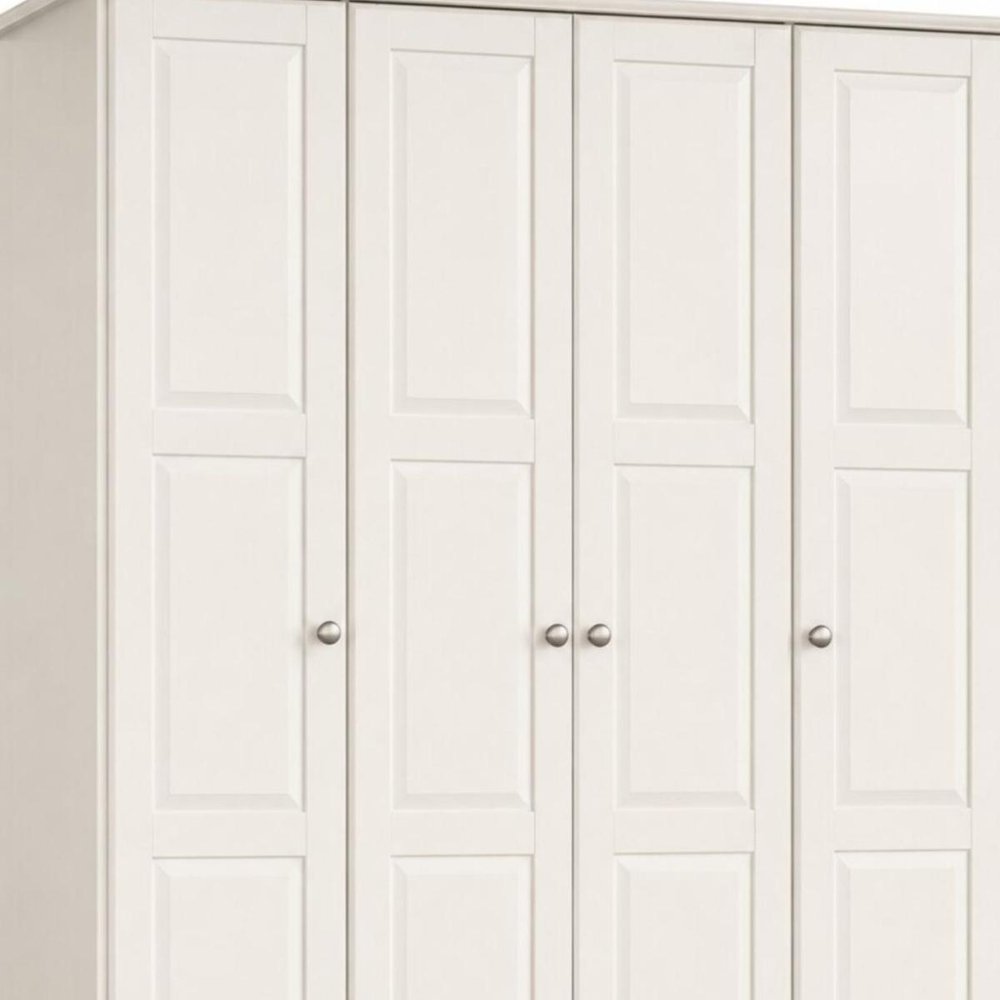 72" White Solid Wood Four Door Combo Dresser