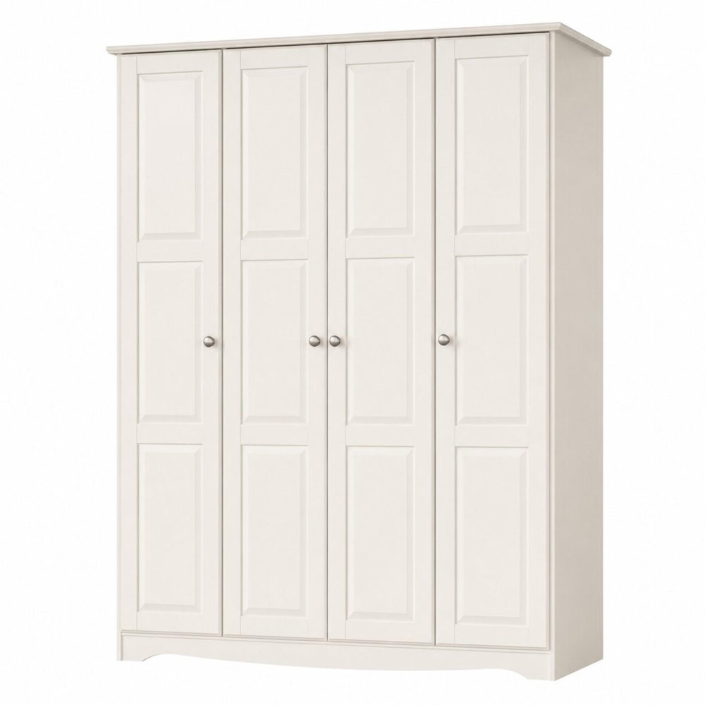 72" White Solid Wood Four Door Combo Dresser