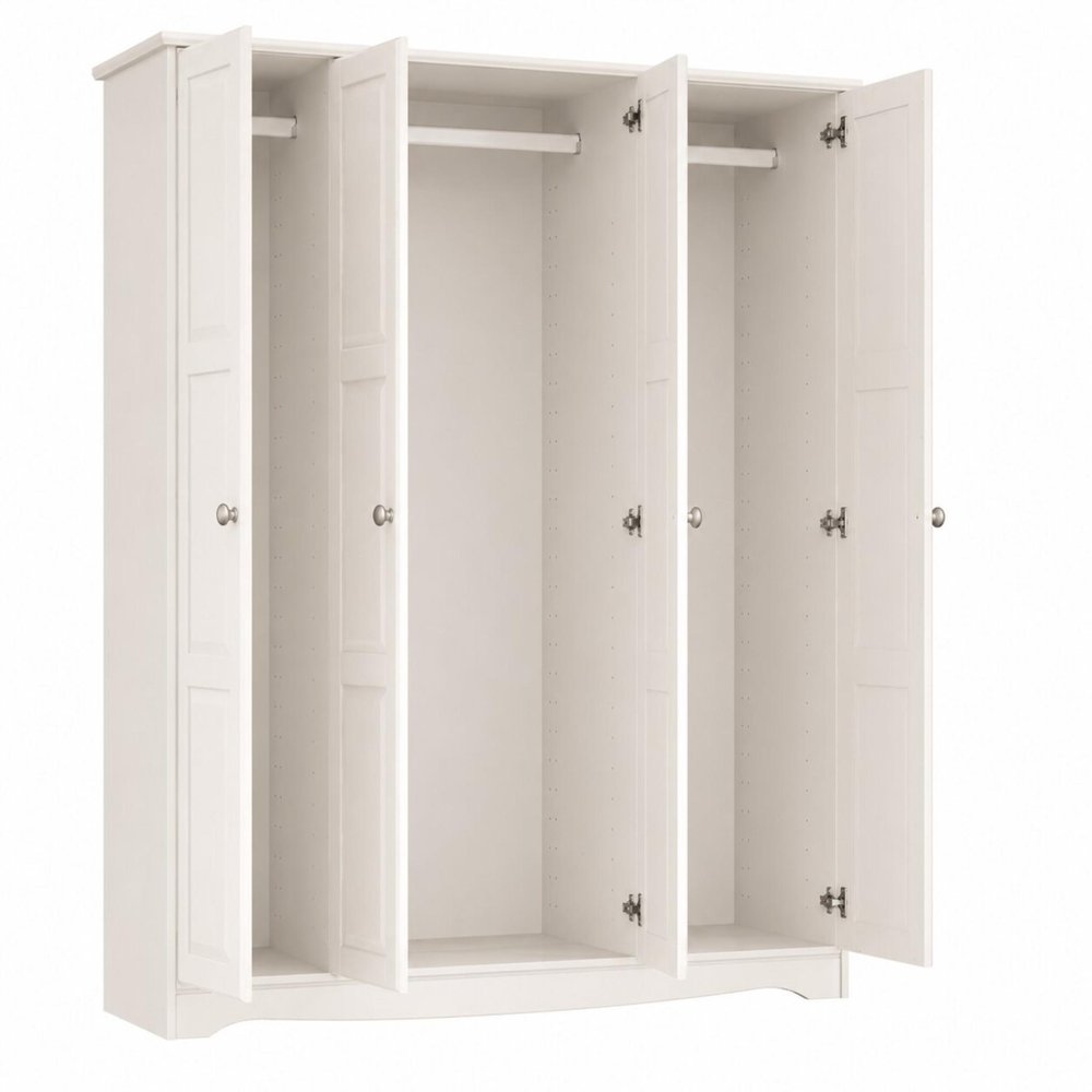 72" White Solid Wood Four Door Combo Dresser