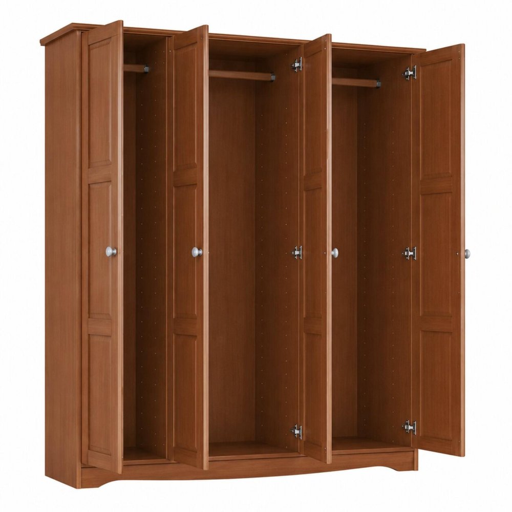 72" White Solid Wood Four Door Combo Dresser