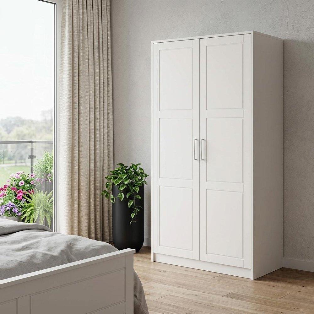72" White Solid Wood Two Door Combo Dresser