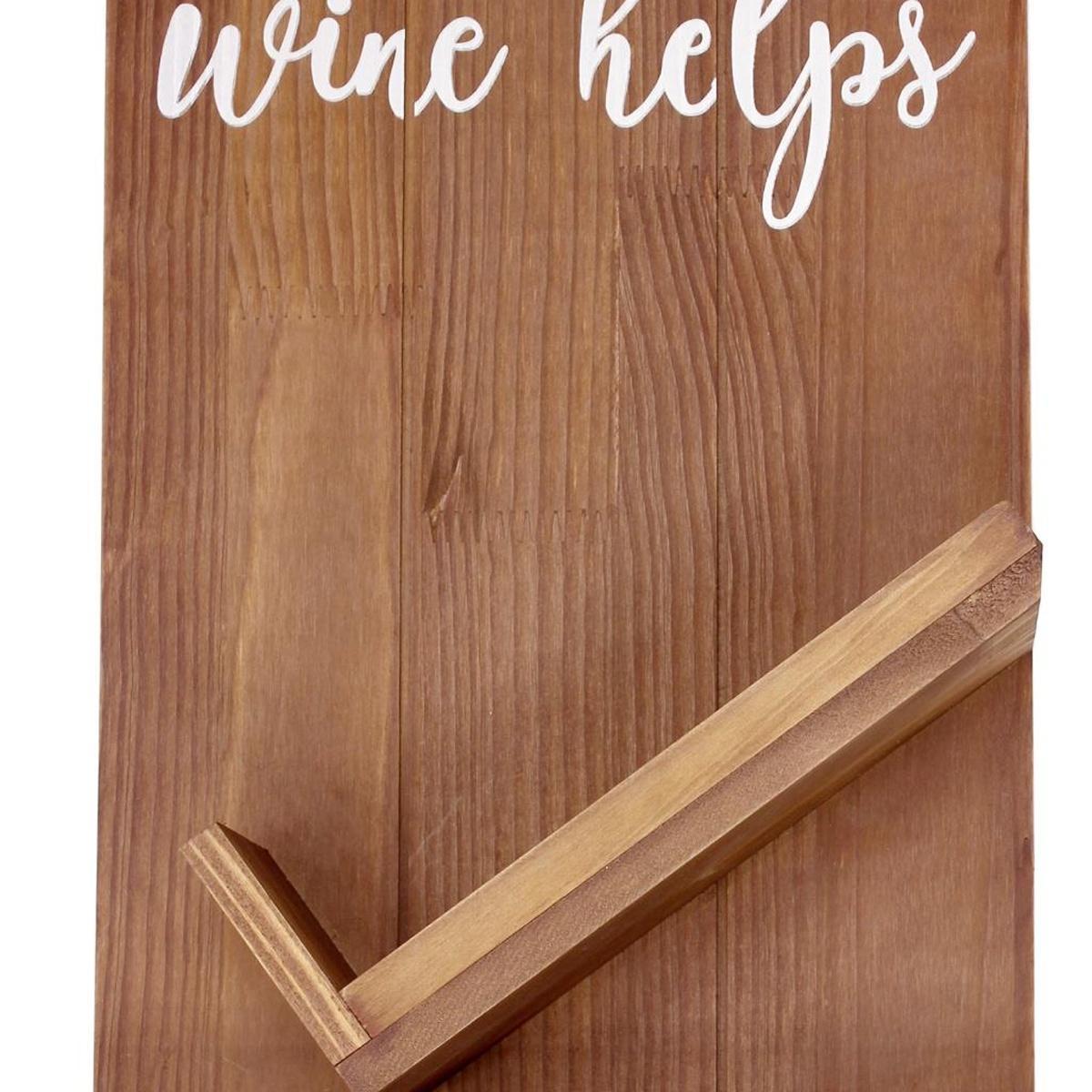 20" X 10" Brown Life Happens Wine Helps Rustic Wood Hanging Wall Decor