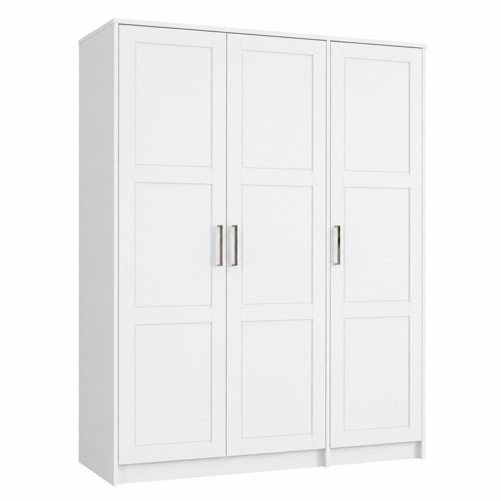 72" White Solid Wood Three Door Combo Dresser