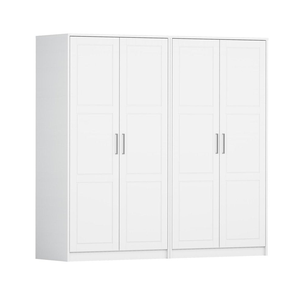 72" White Solid Wood Four Door Combo Dresser