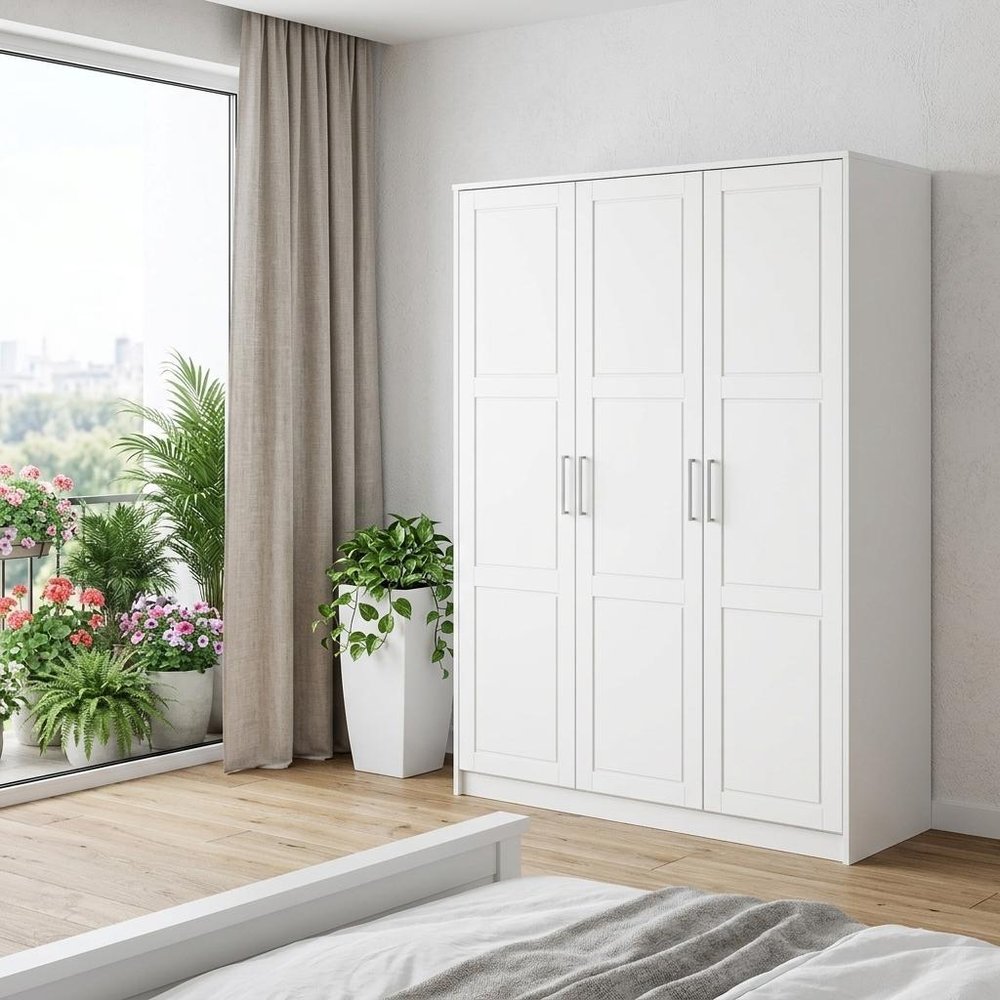 72" White Solid Wood Four Door Combo Dresser