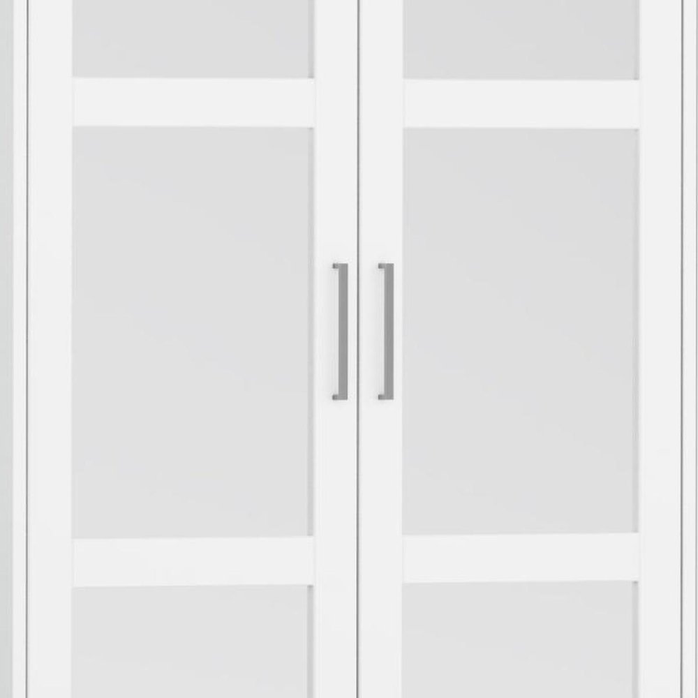 72" White Solid Wood Mirrored Four Door Combo Dresser