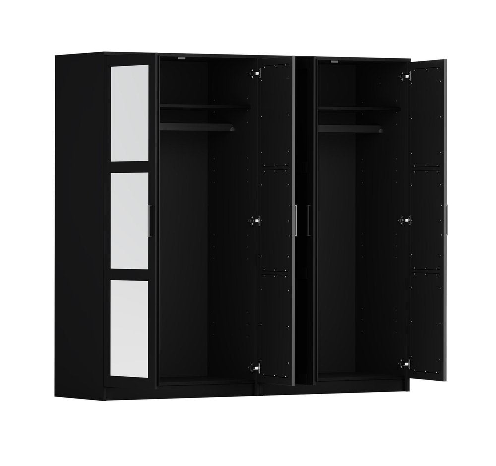 72" White Solid Wood Mirrored Four Door Combo Dresser