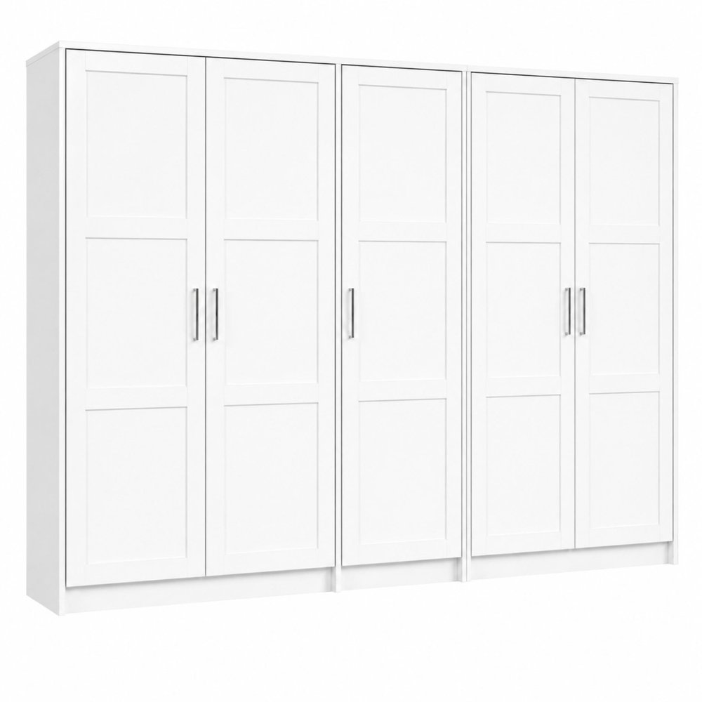 72" White Solid Wood Five Door Combo Dresser