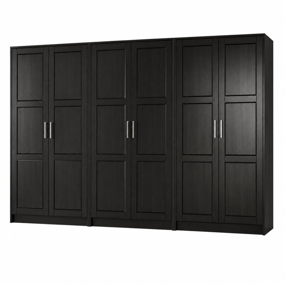72" Gray Solid Wood Six Door Combo Dresser