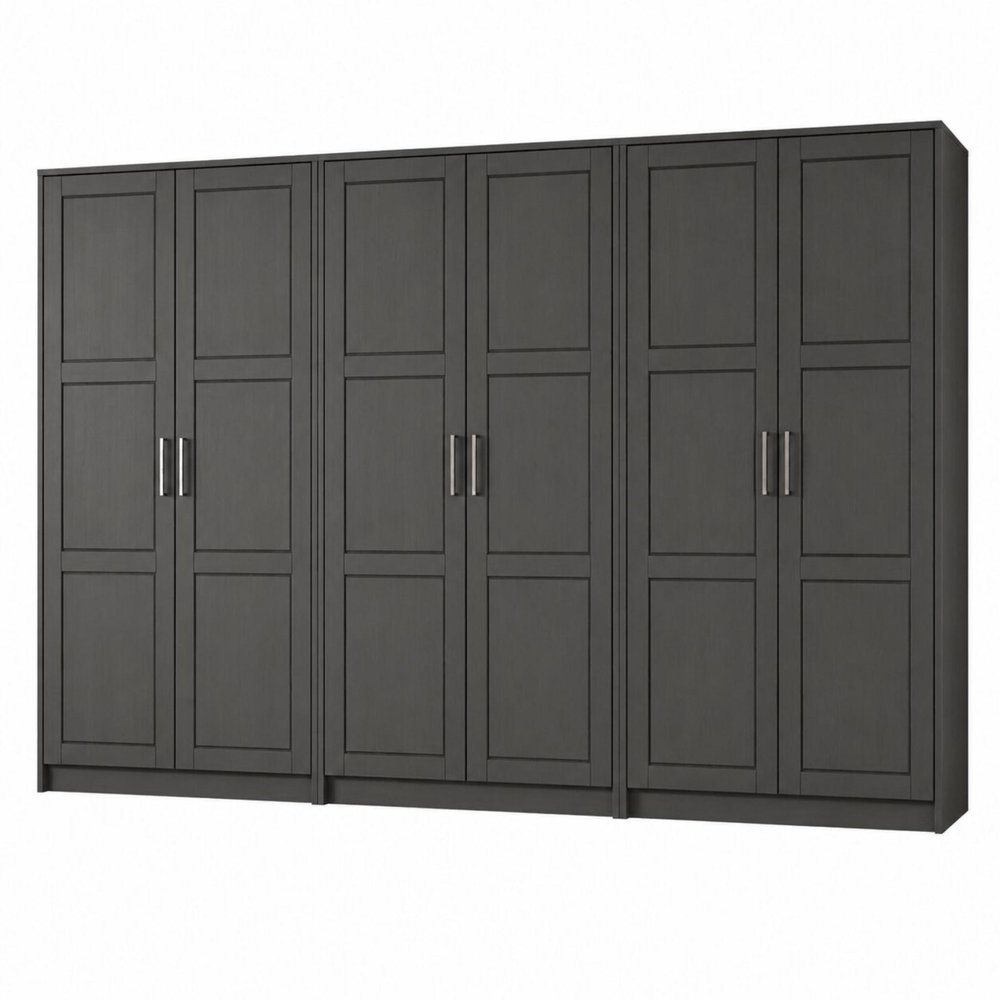 72" Black Solid Wood Six Door Combo Dresser