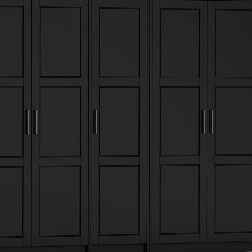 72" Black Solid Wood Six Door Combo Dresser
