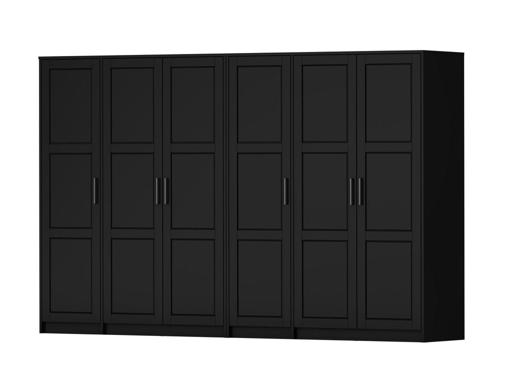 72" Black Solid Wood Six Door Combo Dresser