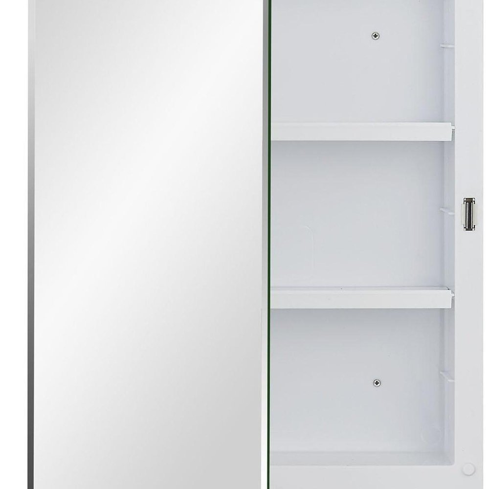 16" White Plastic Floating Single Door Bathroom Vanity And Medicine Cabinet With Mirror