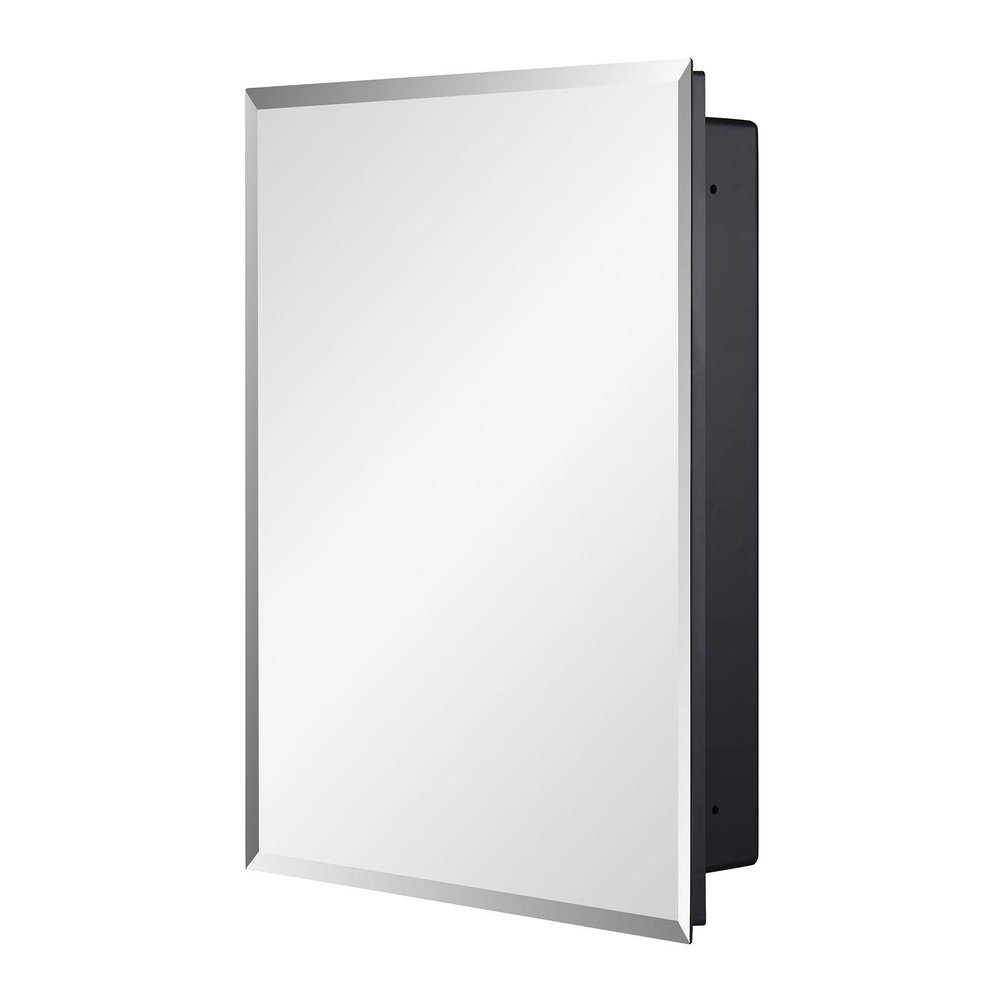 16" Black Plastic Floating Single Door Bathroom Vanity And Medicine Cabinet With Mirror