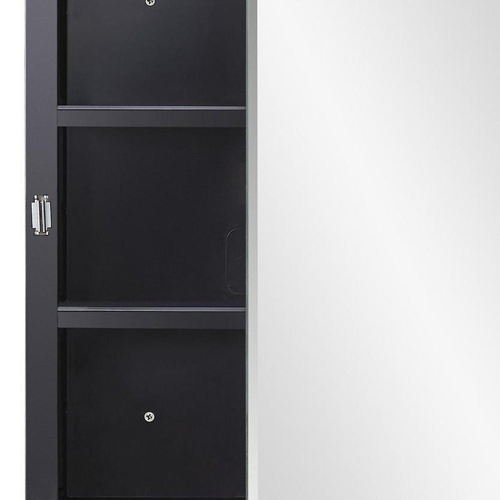 16" Black Plastic Floating Single Door Bathroom Vanity And Medicine Cabinet With Mirror