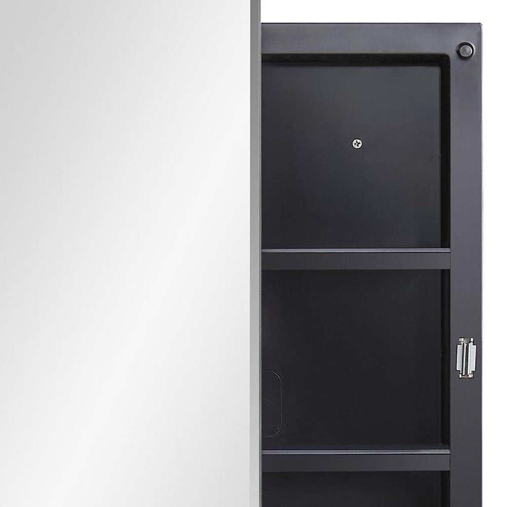 16" Black Plastic Floating Single Door Bathroom Vanity And Medicine Cabinet With Mirror
