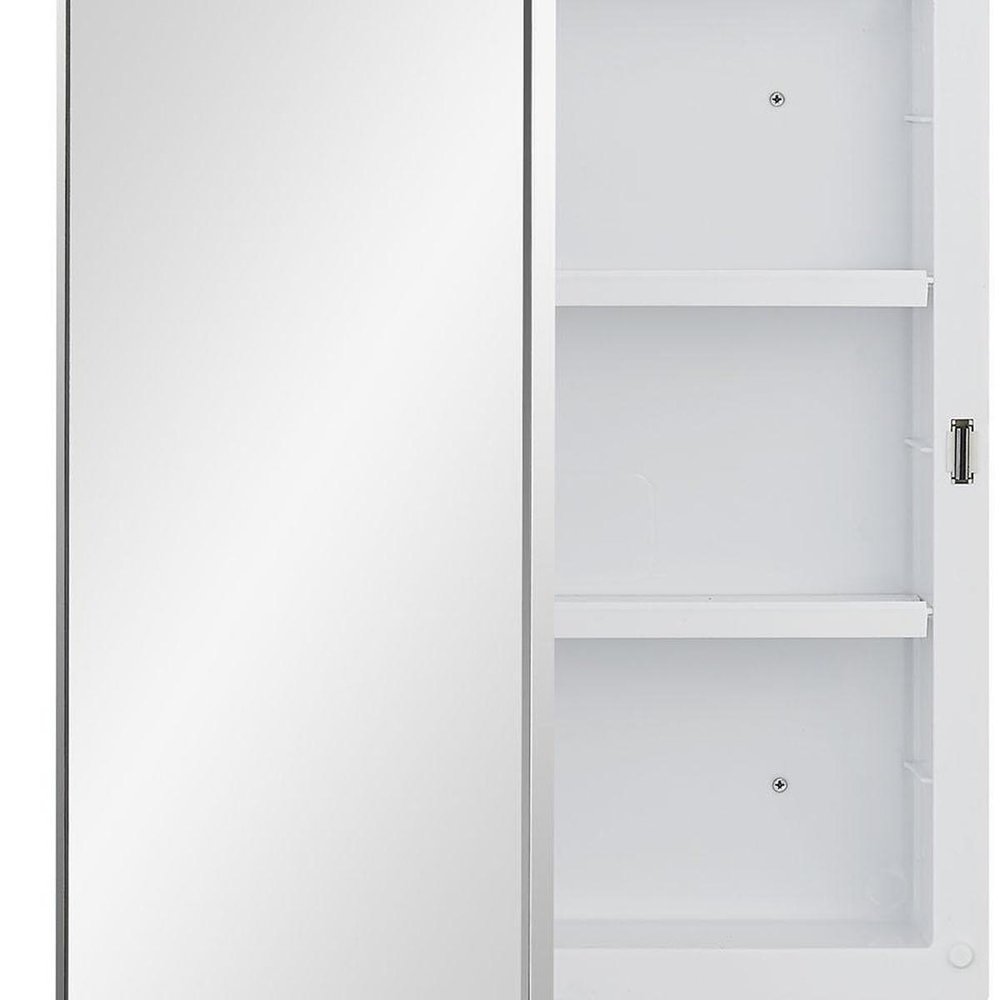16" White Plastic Floating Single Door Bathroom Vanity And Medicine Cabinet With Mirror