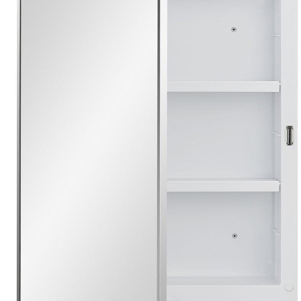 16" White Plastic Floating Single Door Bathroom Vanity And Medicine Cabinet With Mirror