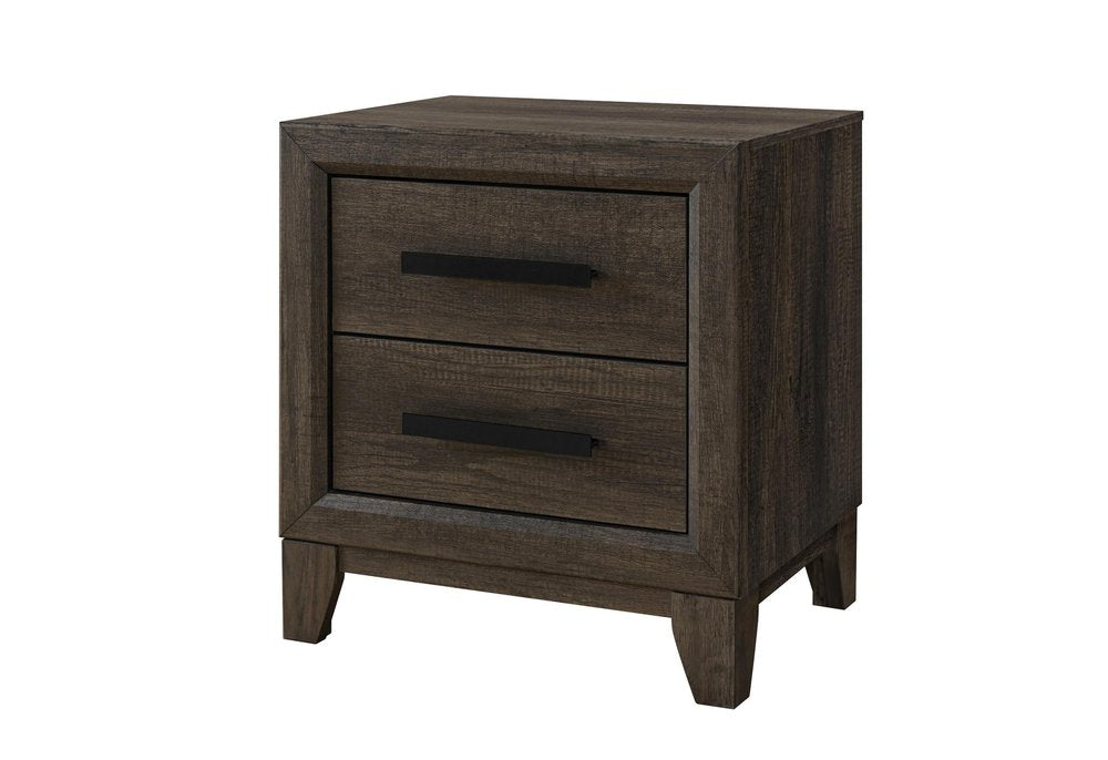 22" Dark Brown And Brown Wood Two Drawer Nightstand