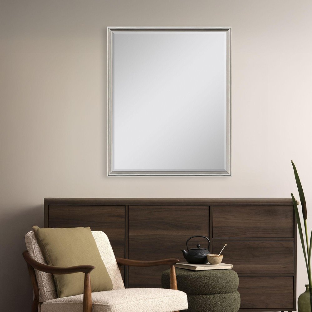 30" Silver Solid Wood Framed Accent Mirror