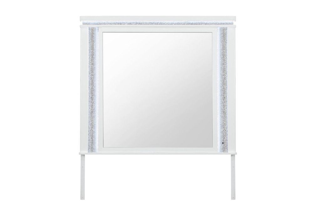 40" White Wood Lighted Dresser Mount Framed