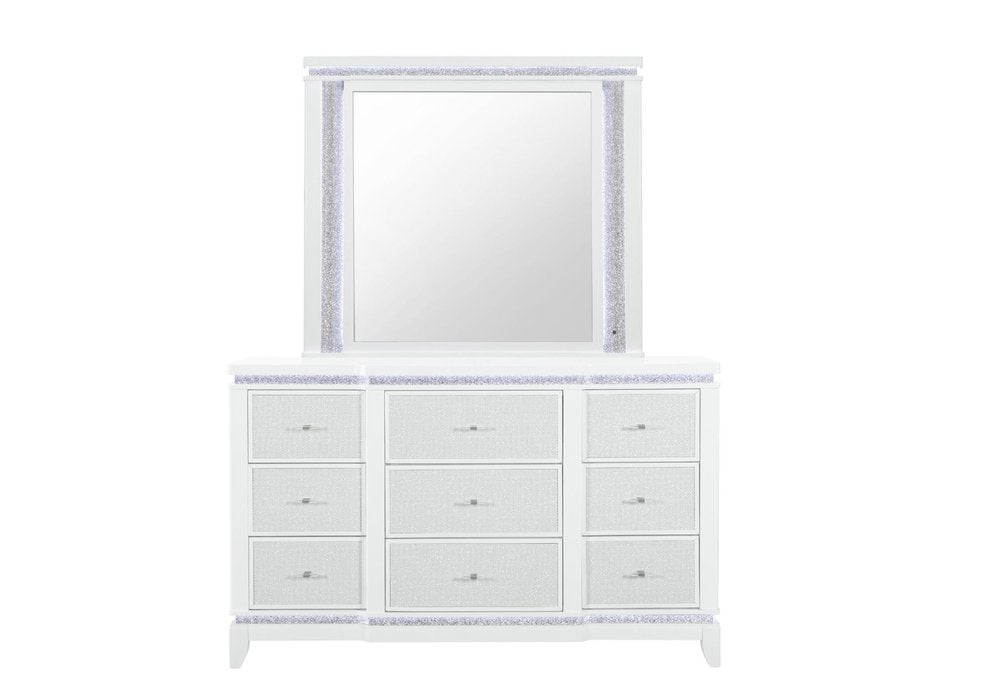 40" White Wood Lighted Dresser Mount Framed