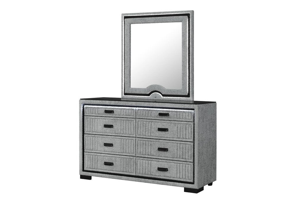 40" Gray Wood Lighted Dresser Mount Framed