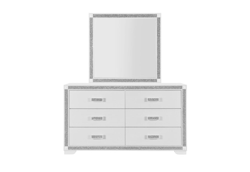 36" White Wood Dresser Mount Framed