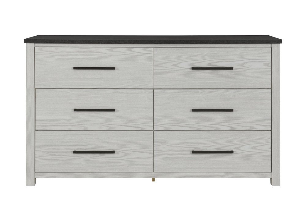 62" Beige Wood Six Drawer Double Dresser
