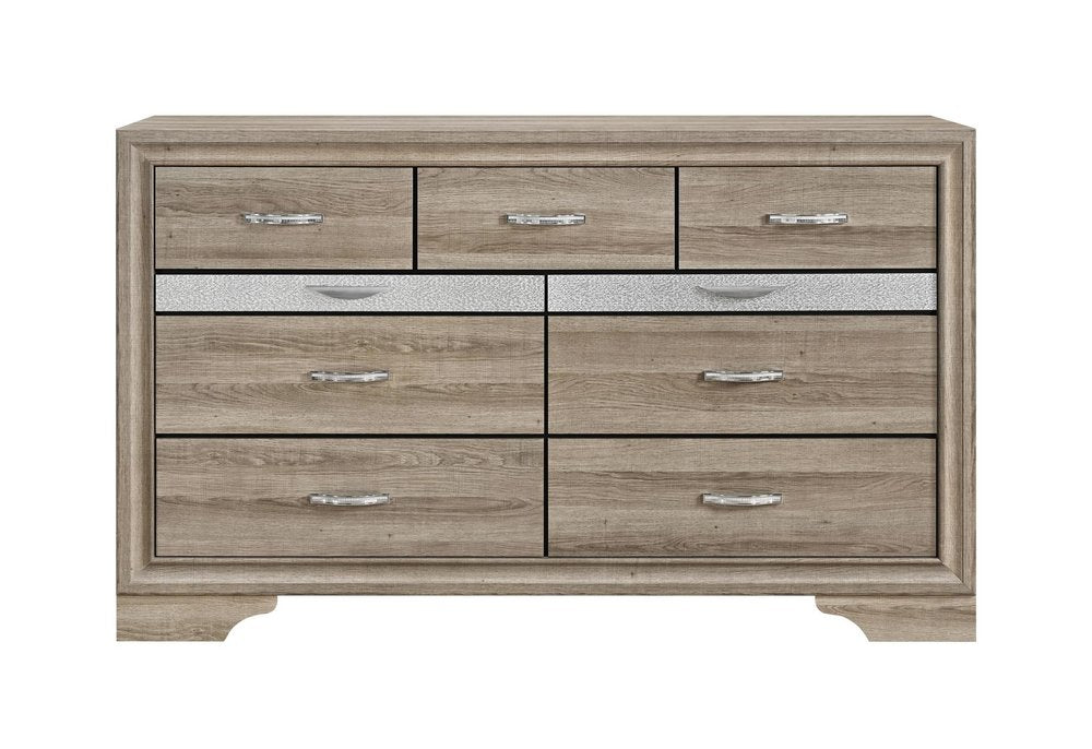63" Natural Wood Six Drawer Double Dresser