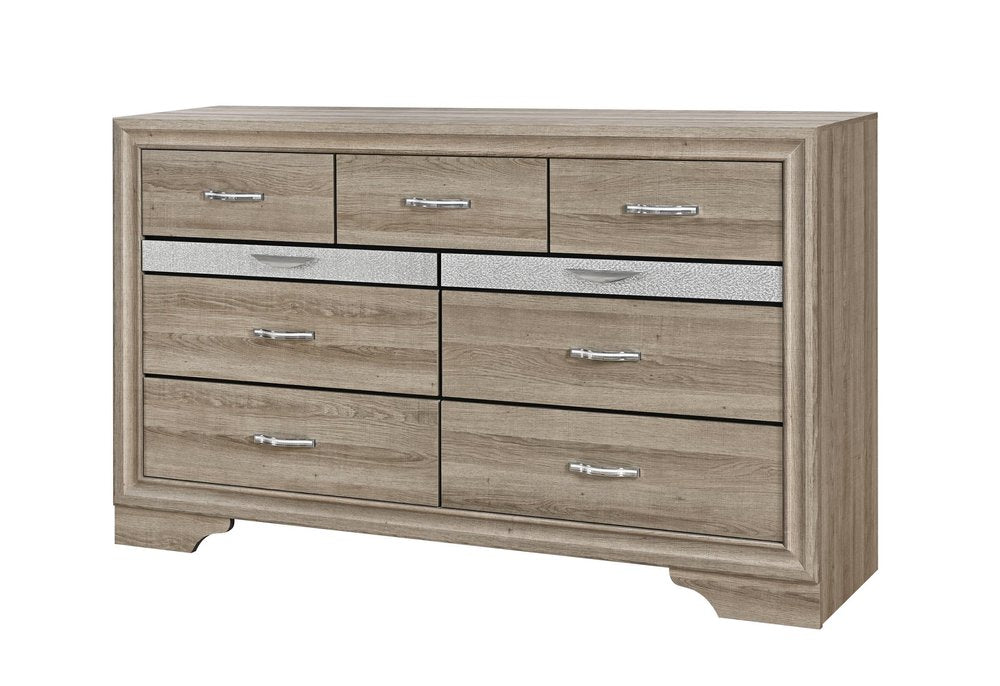 63" Natural Wood Six Drawer Double Dresser