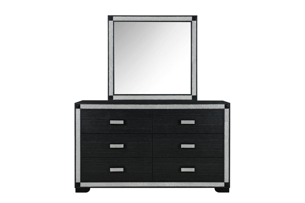 62" Charcoal Wood Six Drawer Double Dresser