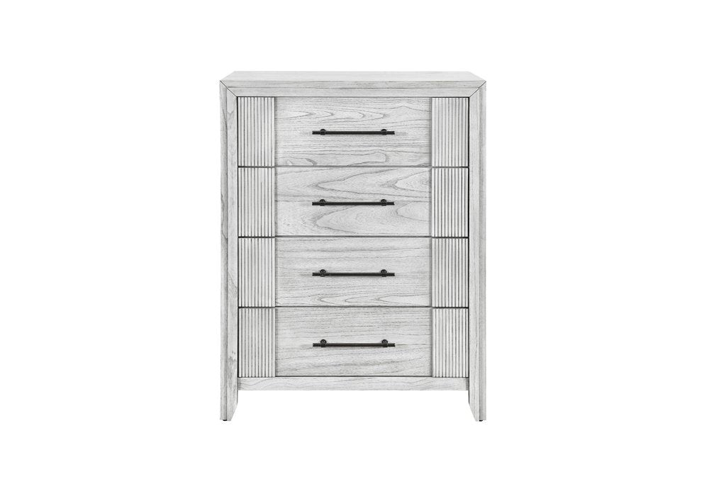 47" Light Gray Wood Five Drawer Dresser