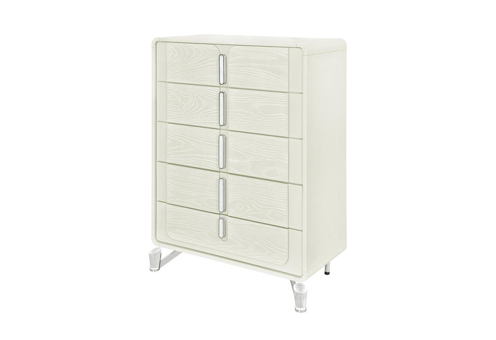 48" Beige Wood Five Drawer Dresser