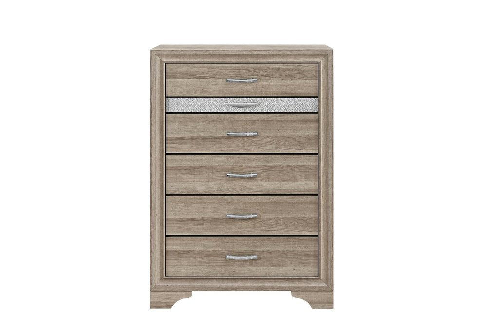 51" Natural Wood Five Drawer Dresser