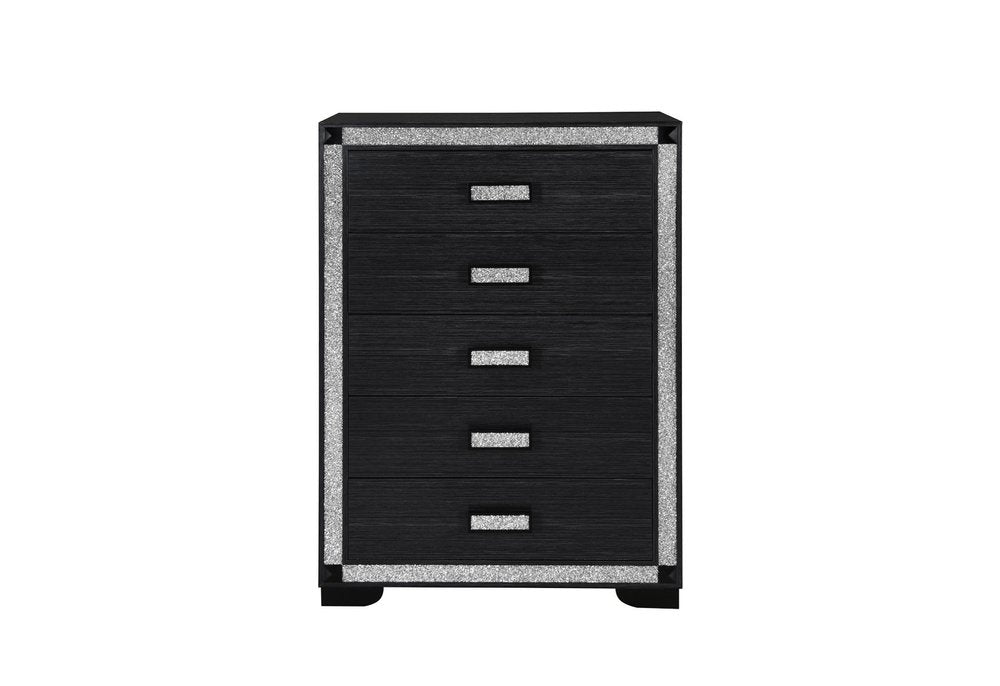 48" Charcoal Wood Five Drawer Dresser