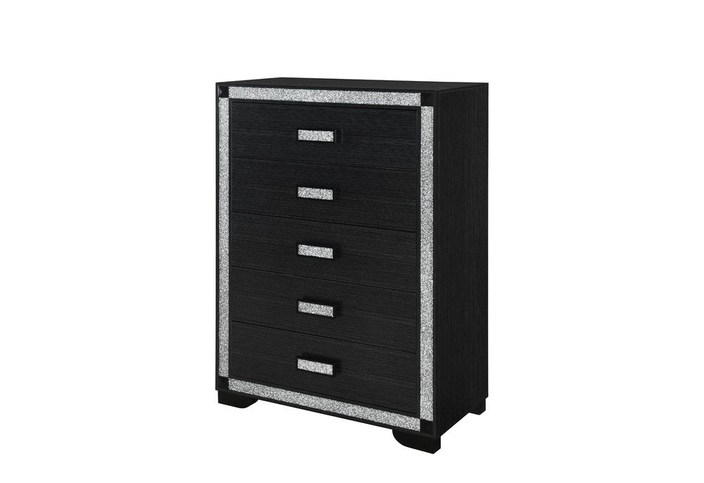48" Charcoal Wood Five Drawer Dresser