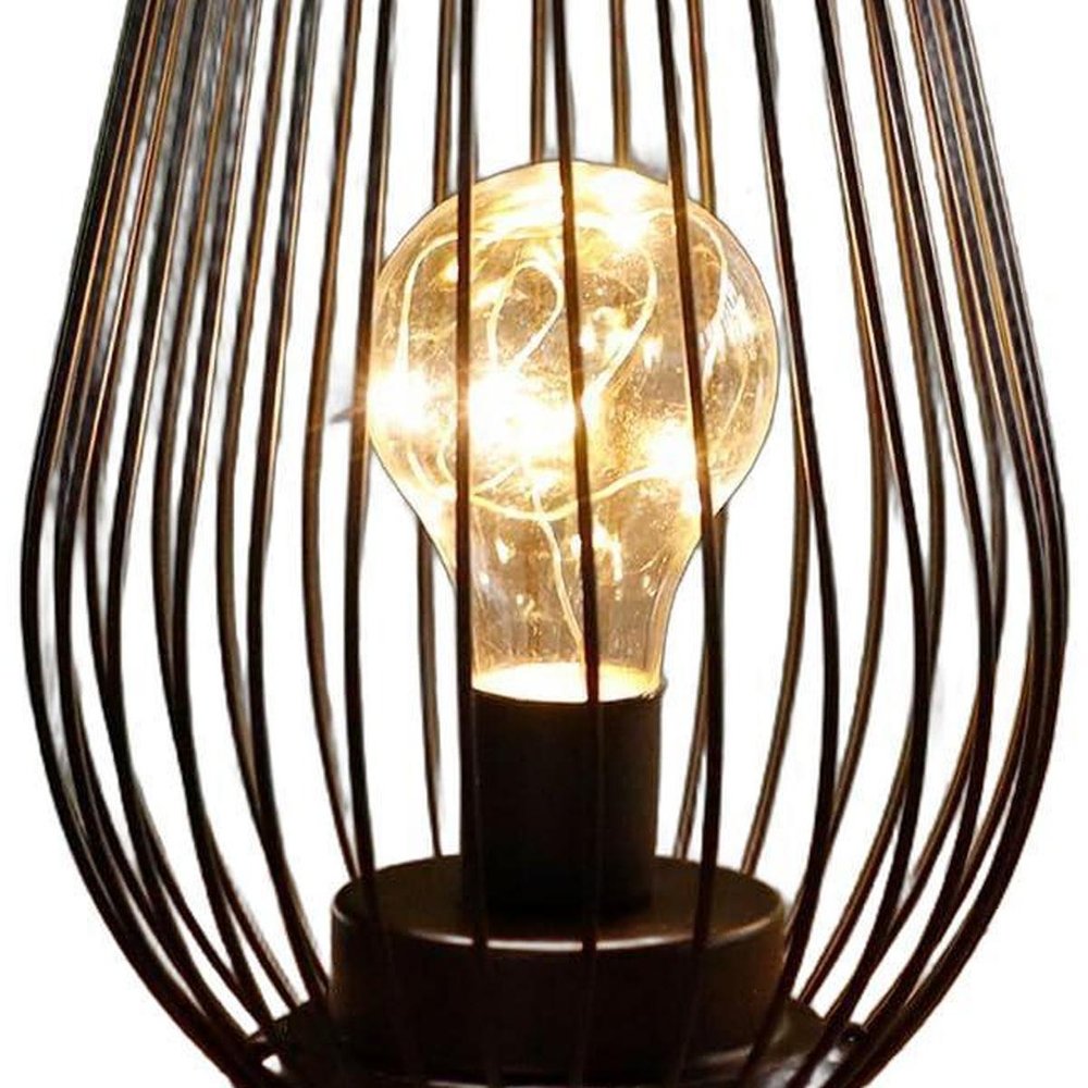 Set of Two 7" Black Metal Pierced Lantern Desk Lamps With Novelty Shades
