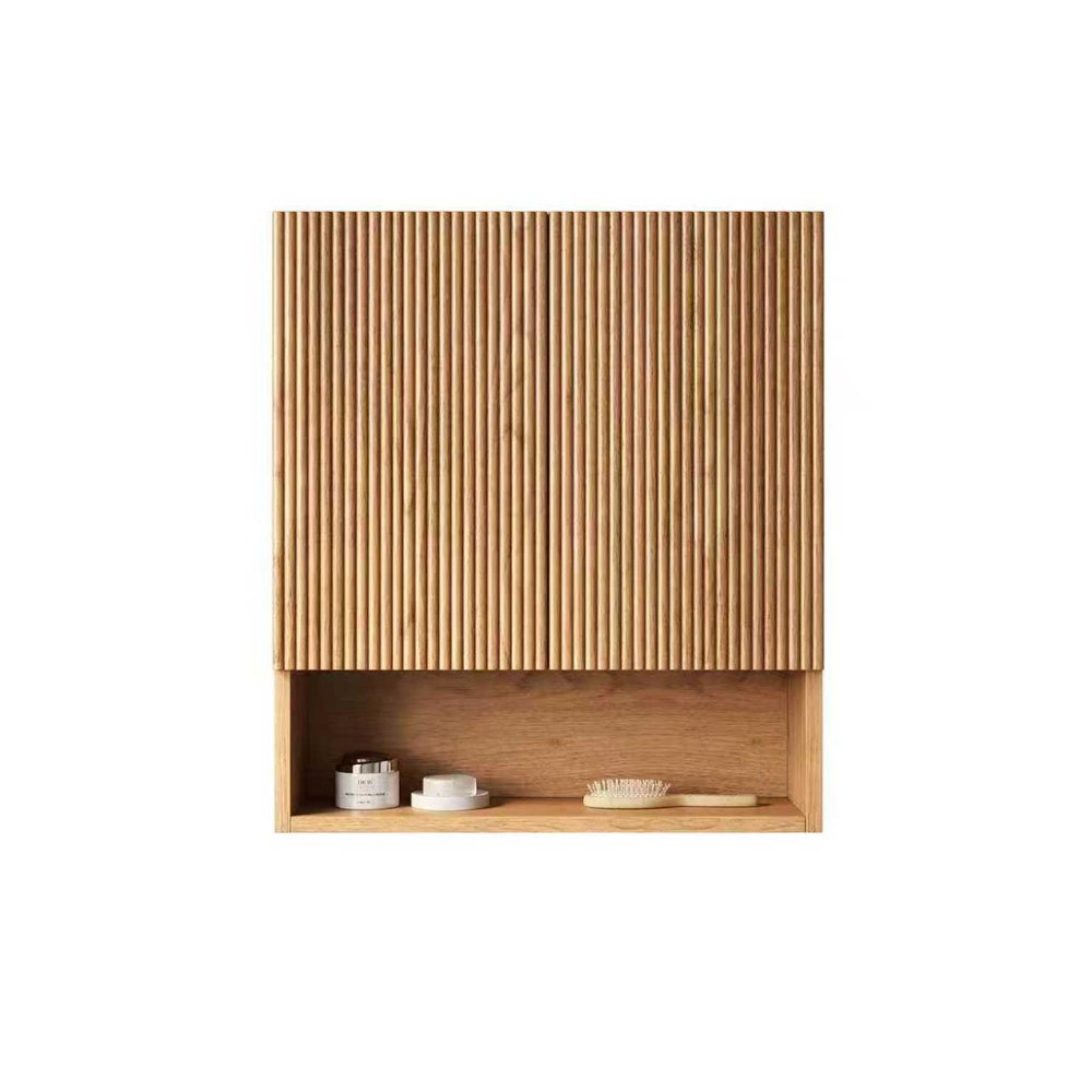 26" Brown Wood Floating Double Door Bathroom Vanity