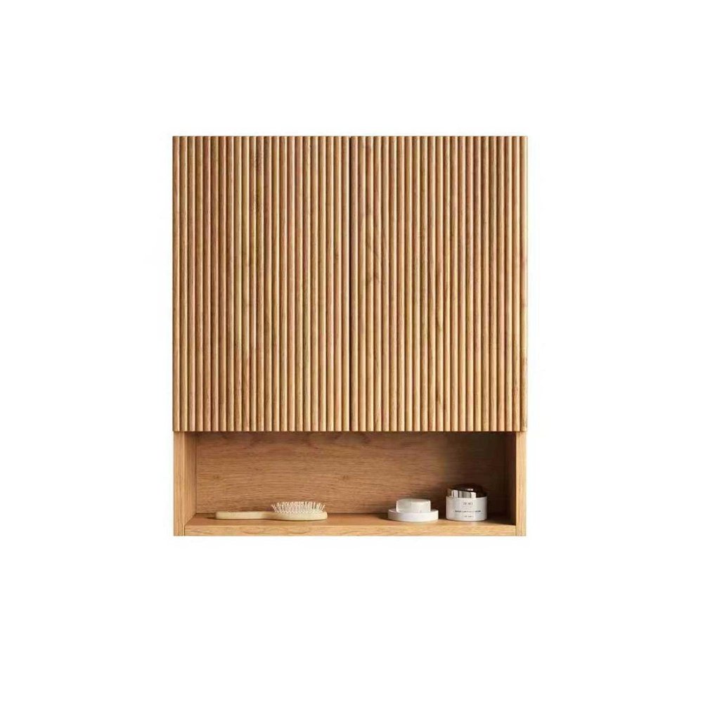 26" Brown Wood Floating Double Door Bathroom Vanity