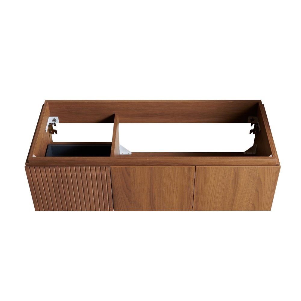 47" Brown Wood Floating Double Door Bathroom Vanity