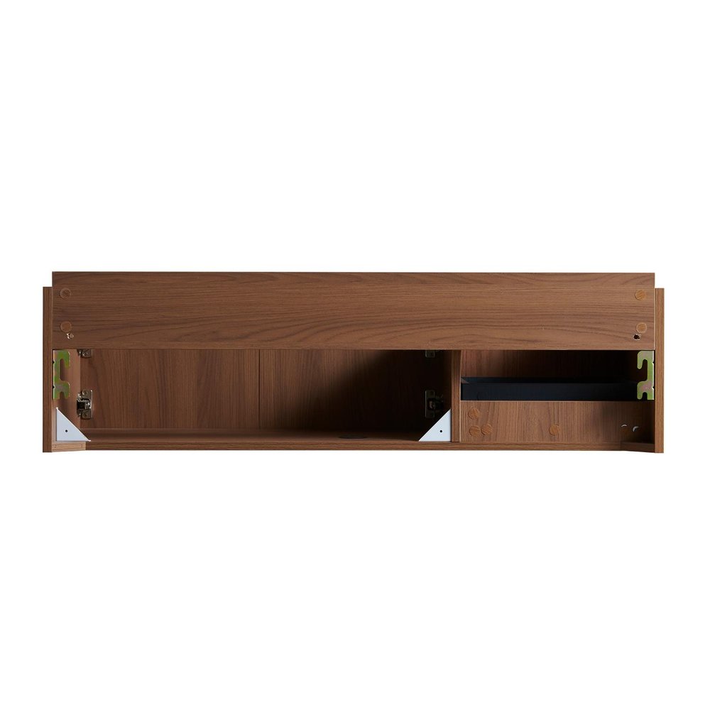 47" Brown Wood Floating Double Door Bathroom Vanity