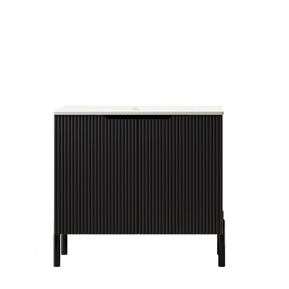 30" Black Wood Freestanding Double Door Bathroom Vanity