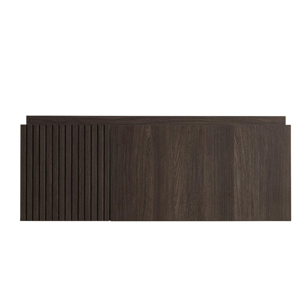 35" Brown Wood Floating Single Door Bathroom Vanity